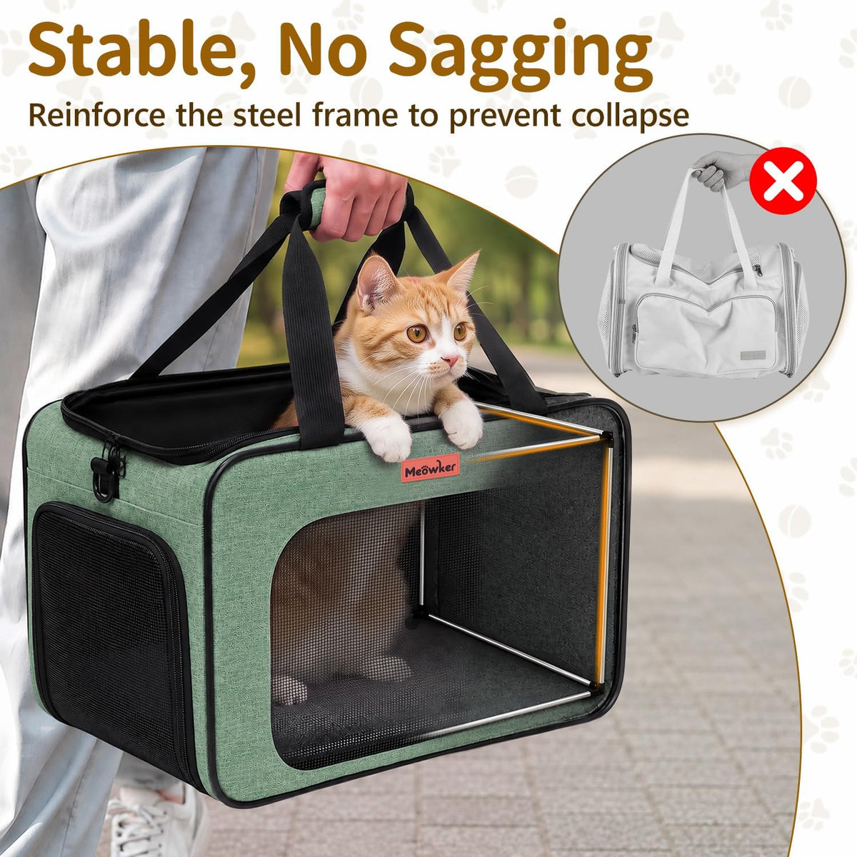 Soft-Sided Cat Dog Pet Carrier Airline Approved, Medium Green