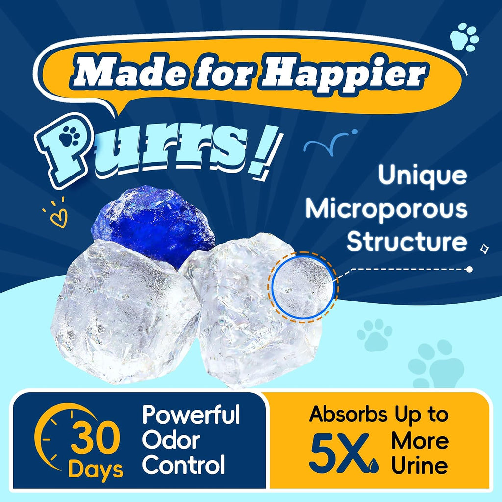 LMJP Crystal Cat Litter for Long-Lasting Odor Control, Non-Clumping, 17.2lb