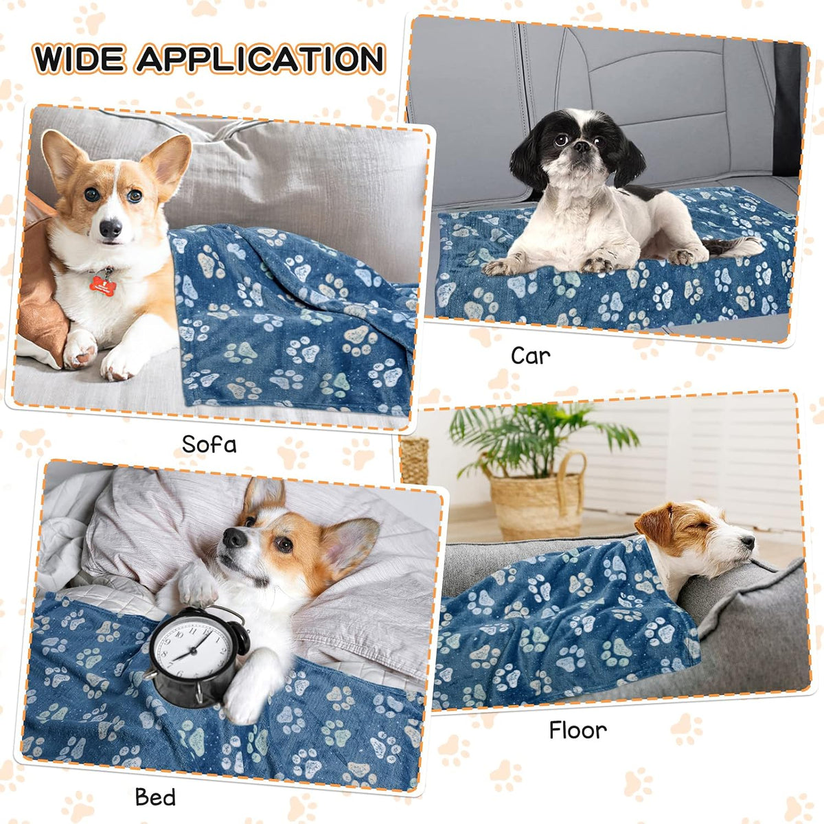 Rezutan Blanket for Large Dogs & Cats Soft Reversible Cute Paw 40"x31"