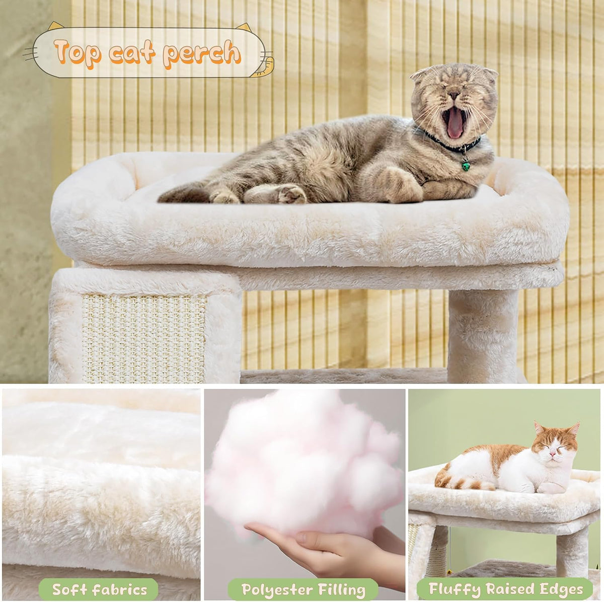 Small Cat Tree, Cat Tower with Scratching Post & Perch & Condo
