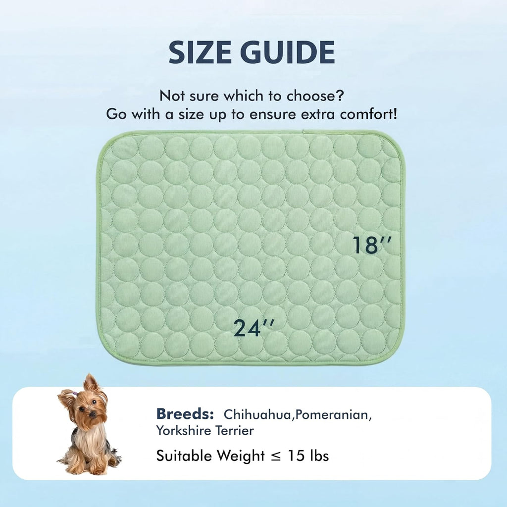 MICROCOSMOS Summer Cooling Mat & Sleeping Pad- Water Absorption Top, Materials Safe, Easy Carry, EZ Clean. Keep Cooling for Pets, Kids and Adults.(Green, 24" x18")
