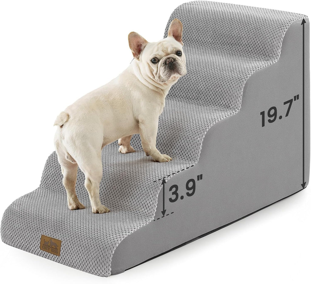 COZY KISS Dog Stairs for Small Dogs, 5 Step Pet Stairs for Beds & Couches