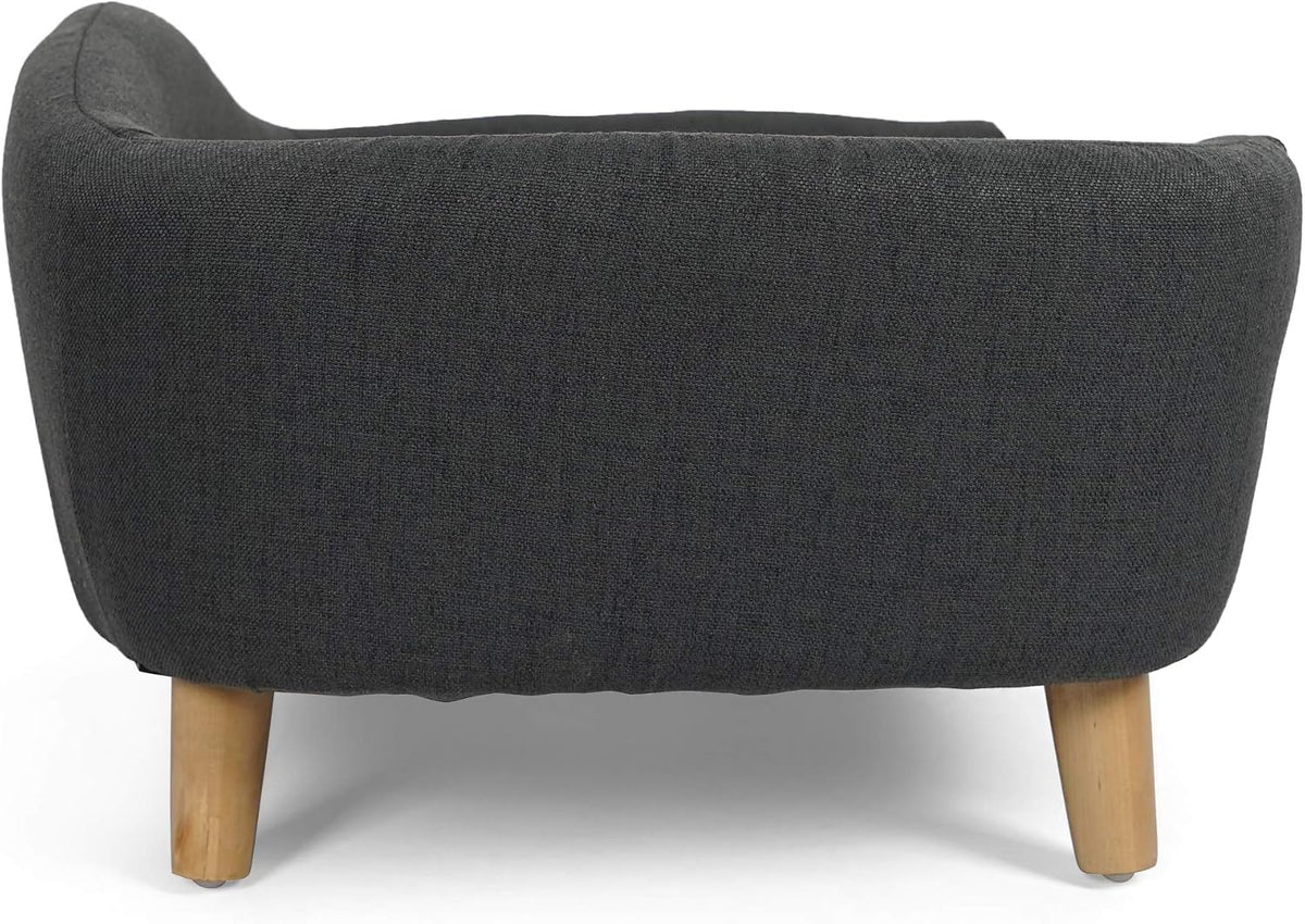 Christopher Knight Home Elroy Orthopedic Dog Bed, Elevated Dog Sofa Bed for Small Dog, Supportive Foam Pet Couch Bed with Wooden Legs, Modern Pet Sofa Bed, Dark Gray