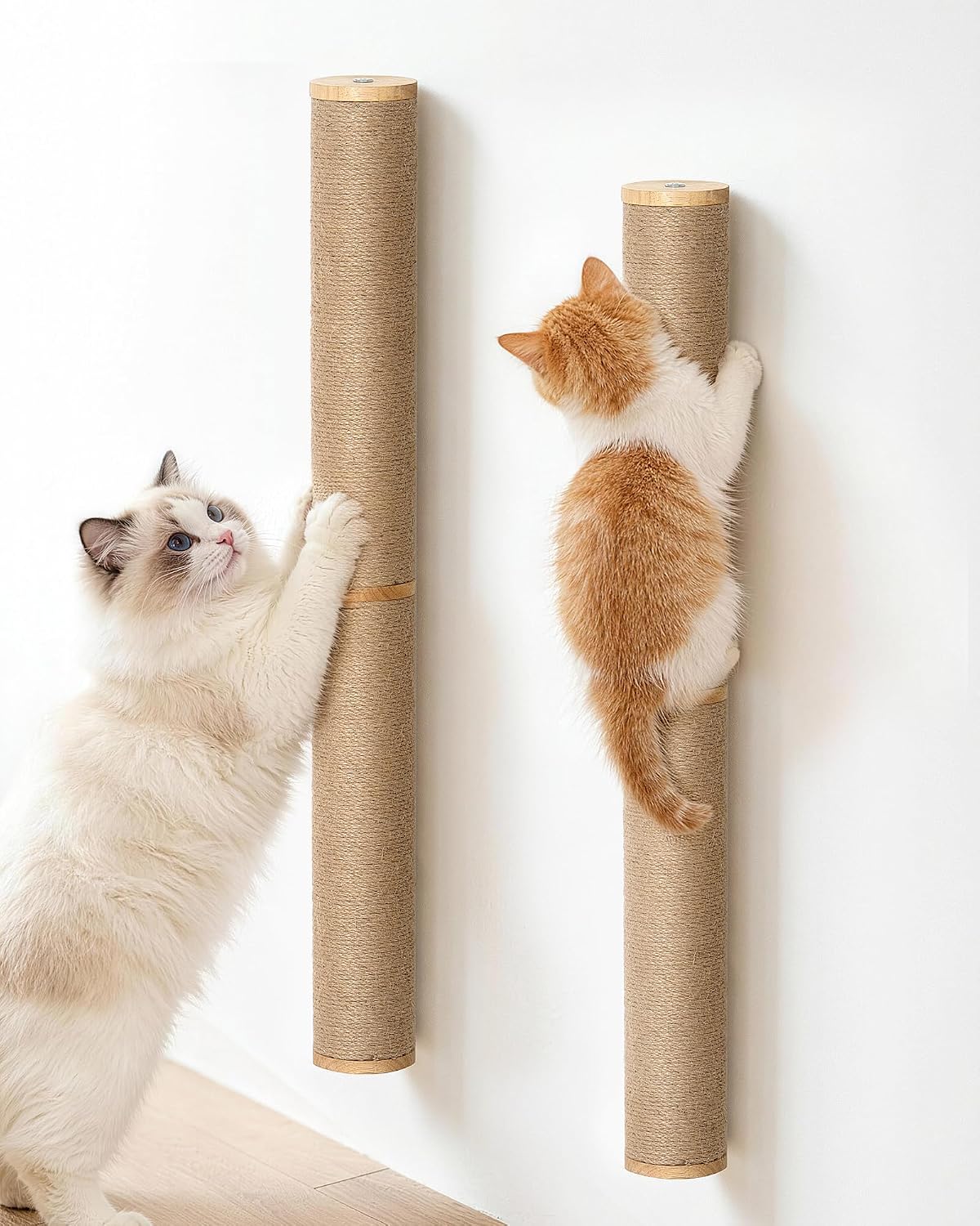 67" Cat Scratching Post Wall-Mounted for Indoor Cats(Wooden-2pc)