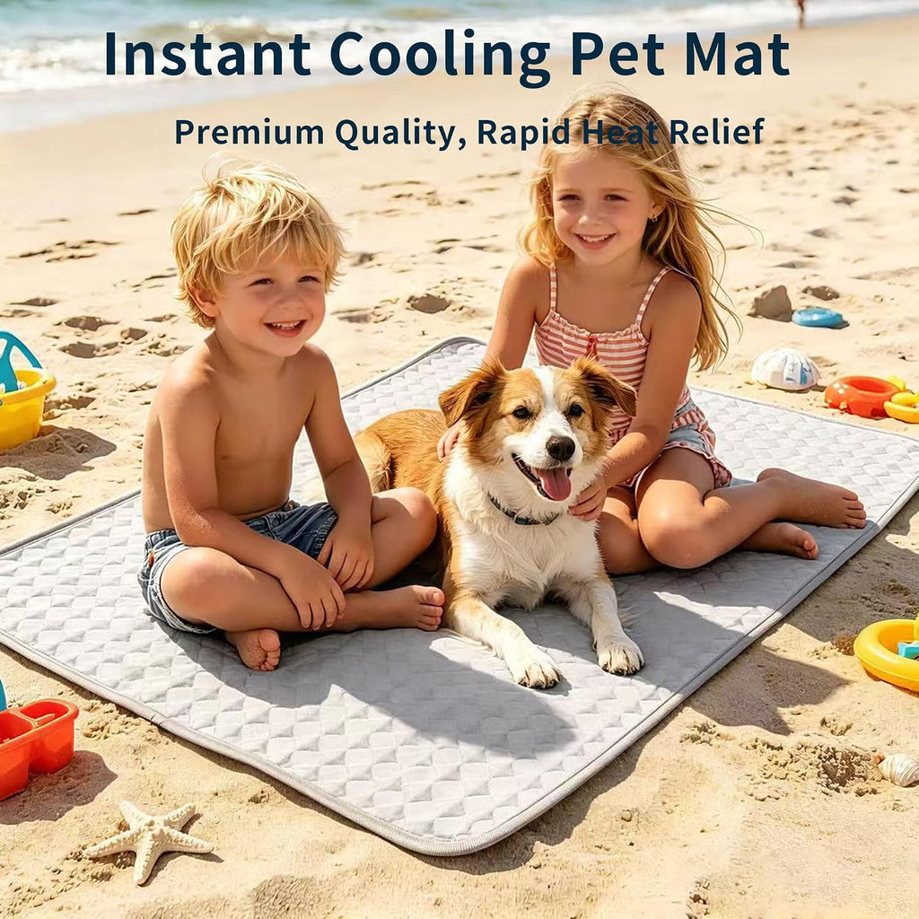 Summer Cooling Mat for Dogs and cats, Non-Slip Ice Silk Self Coo Mat for Medium and Large Pets,Non-Toxic,Scratch-Proof and Washable Sleeping Pad for Bed, Crate,Indoor,Outdoor, Car Seats, 40"x28"Grey