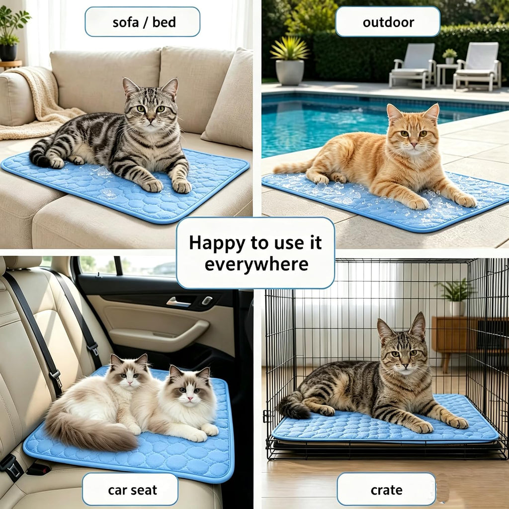 Self Cooling Pet Mat 37x27in for Dogs & Cats, Washable Cooling Pad
