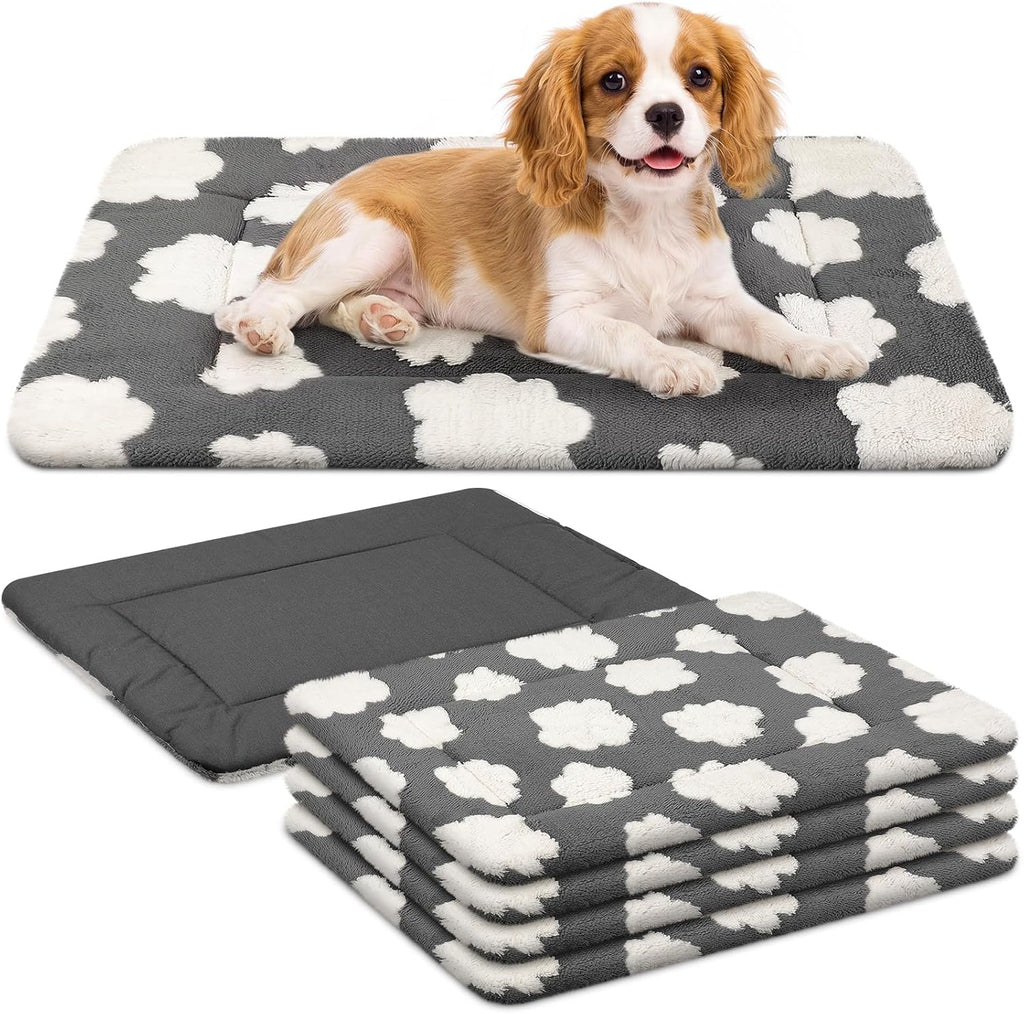 VitalCozy 4 Pcs Dog Crate Pads Soft Warm,18 x 24 x 1.6 Inch,Clouds,Gray