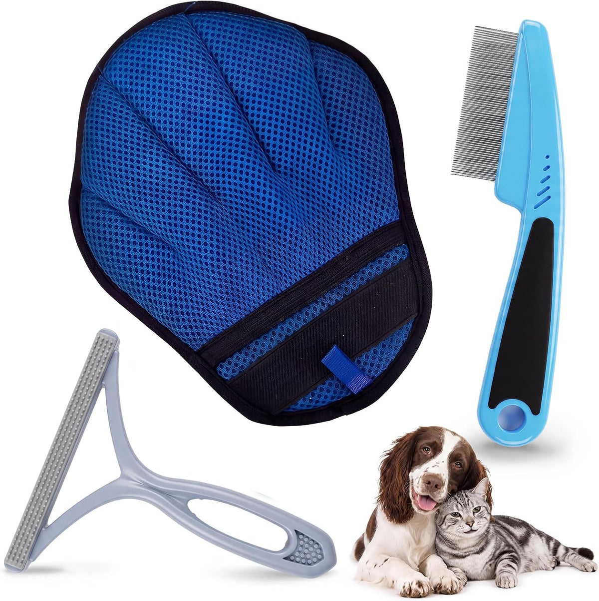 ROZKITCH 3-in-1 Pet Hair Removal Kit, Grooming Glove, Comb & Carpet Scraper