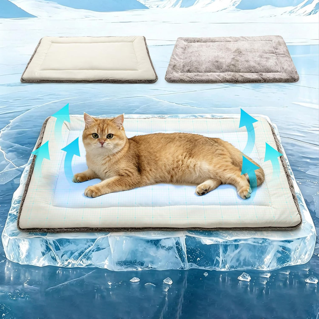 Self Warming Cat Bed Mat, Cat Beds for Indoor Outdoor Cats, Cat Heating Pad for Cats, Washable Small Dog Bed, Dual-Sided Year-Round Pet Pad for Cats Kittens Small Medium Dogs, Ideal for Crate