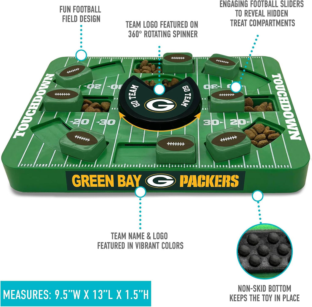 Pets First NFL Green Bay Packers Large Puzzle Toy for Dogs, Slow Feeder Board for Pets, New Bigger Size, Interactive Doggie Treat Toy
