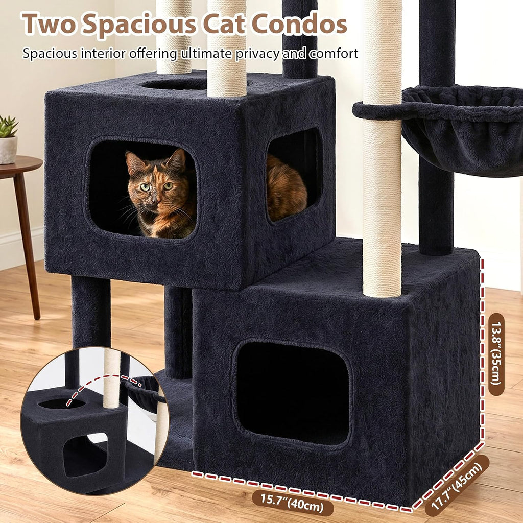 Gitelsnour 71'' Heavy Duty Cat Tree Tower with 2 Large Cat Condo, GCT801G