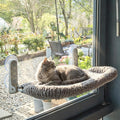 AIWIKIDE Cat Window Perch with Cushion Rim, Easy Install Bracket, Portable Wall Hammock for Indoor Cat, Grey