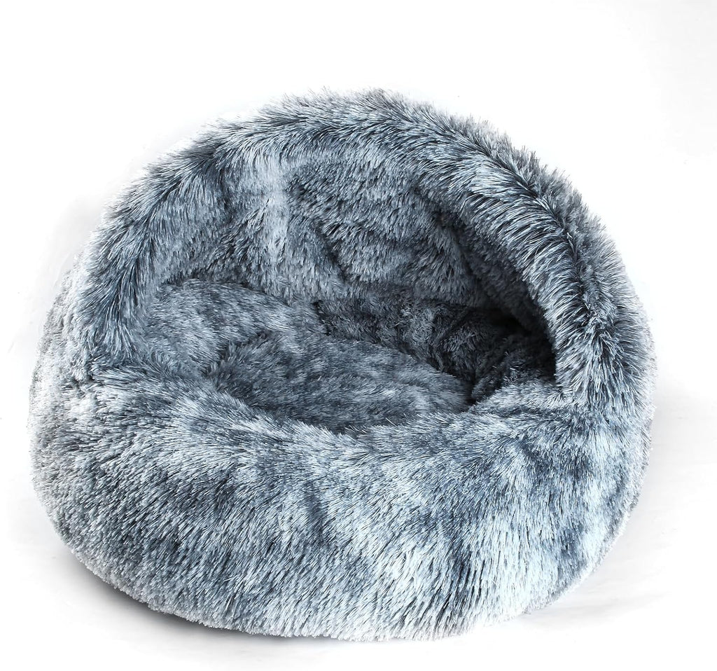 Large Cat Cave Bed for Indoor Cats & Small Dogs, Covered Pet Bed House, Semi-Enclosed Cat Bed with Non-Slip Bottom, Cozy Calming Pet Cave, Machine Washable Dog and Cat Bed, 25.5 Inch (25.5")