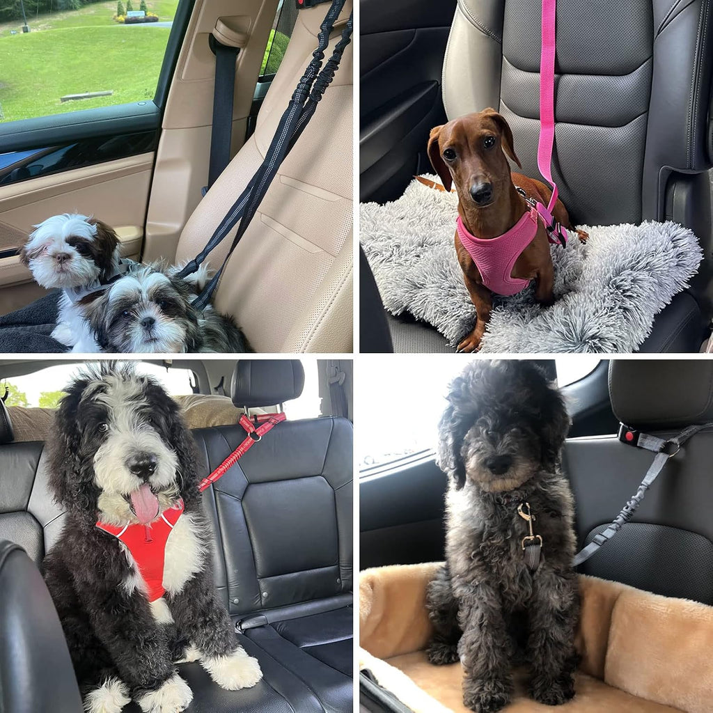 BWOGUE Dog Seat Belt for Car, Reflective Headrest Restraint Bungee Lead