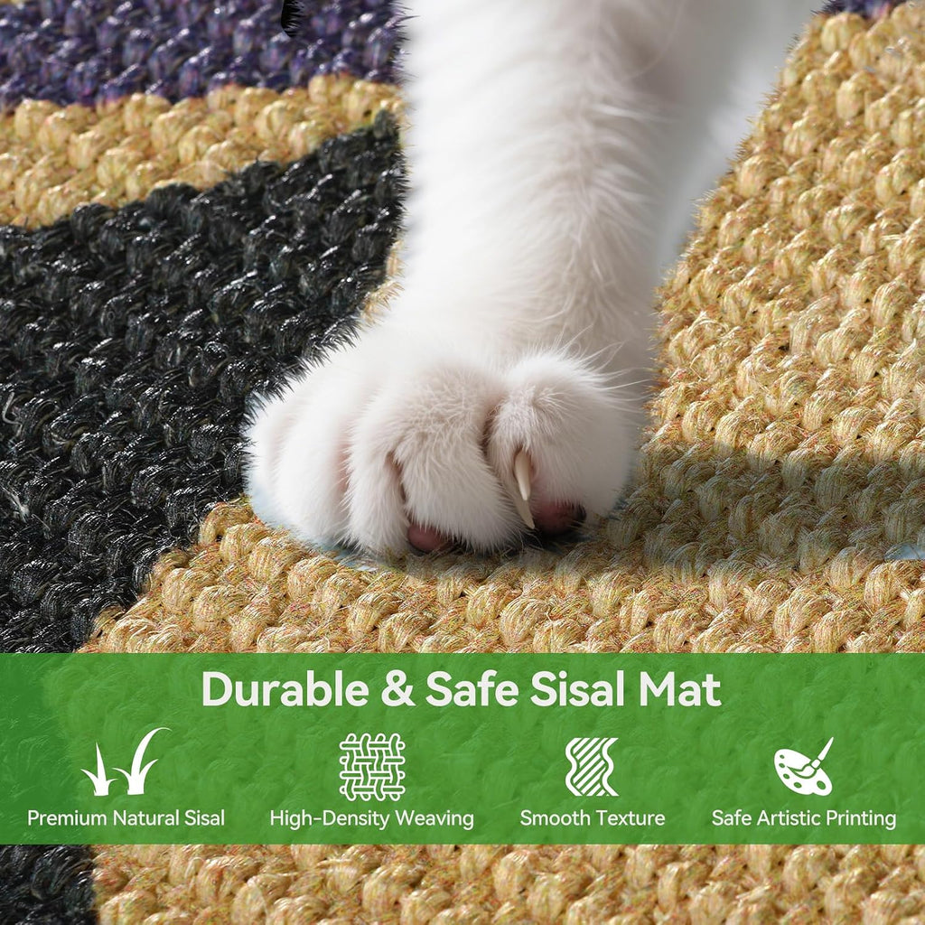 3-in-1 Sisal Cat Scratcher Mat Floor & Wall Cat Scratching Pad 23.6x15.7''
