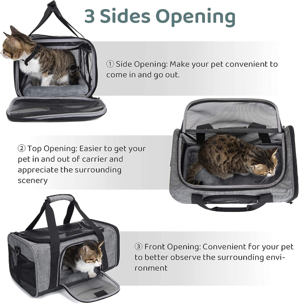 Wakytu TSA & Airline Approved Soft Pet Carrier for Cats/Dogs,17.7x11x8.3