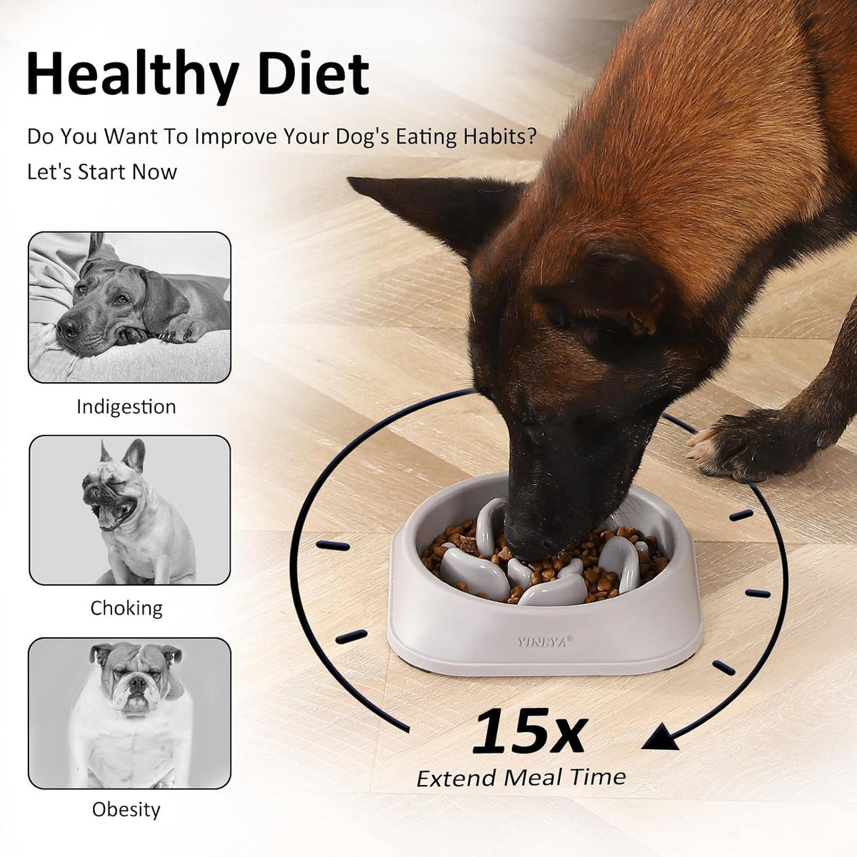 YINEYA 2PCS Slow Feeder Dog Bowls, Pet Supplies that Slow Down Eating, Pet Food Bowls, Maze Dog Puzzle Feeder for Medium Breed