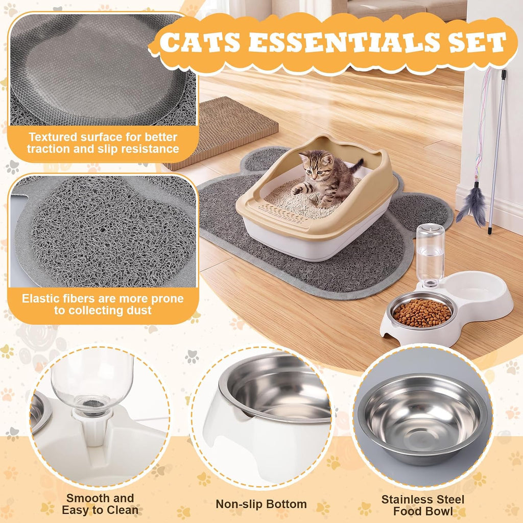 8 Pcs Kitten Supplies Starter Kit Cat Starter, Handbag, Grey