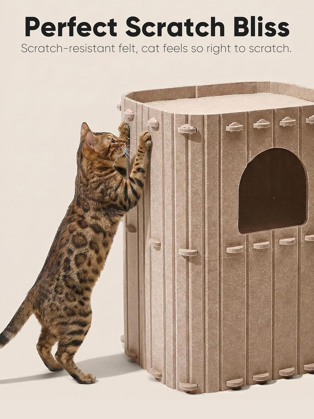FUKUMARU Cat House for Indoor Cats, Warm Felt Cat Bed, Scratch Resistant