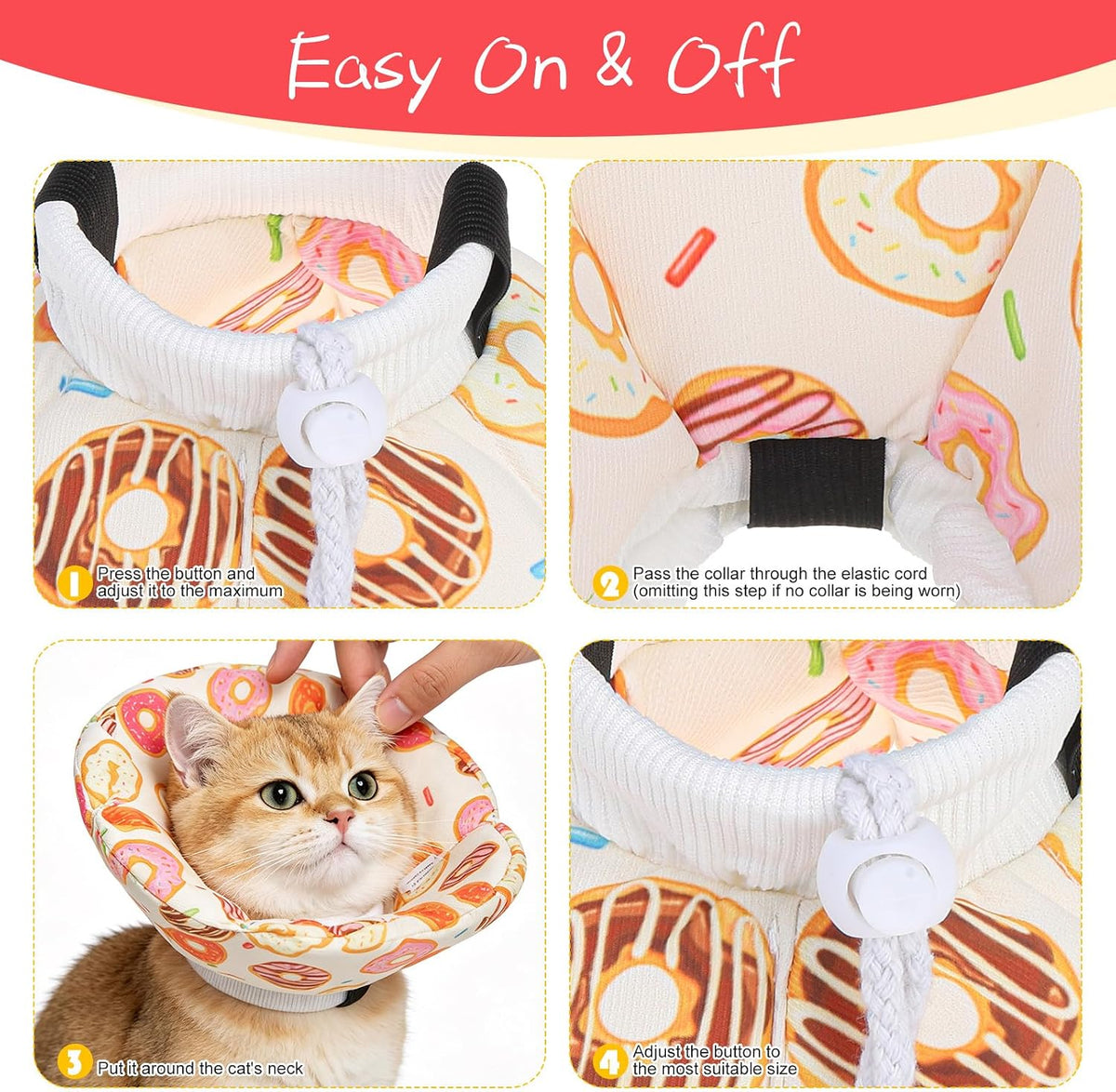 EXPAWLORER Cat Cone Collar Soft,Adjustable Waterproof Flower Style Neck