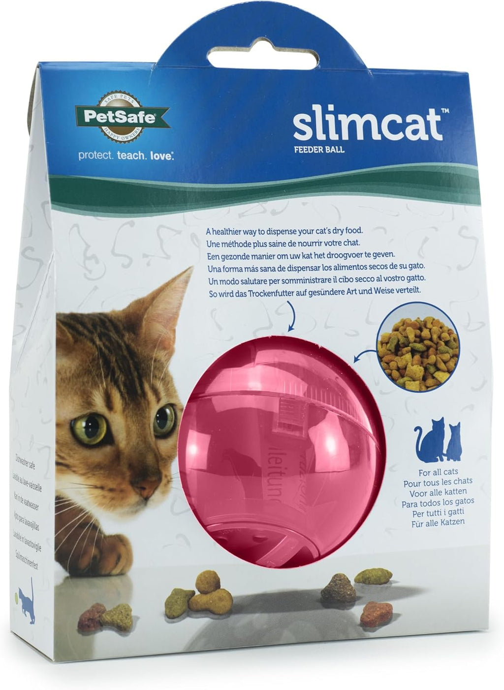 PetSafe Slimcat Feeder Ball Cat Toy, Pink, 1 Count (Pack of 6)