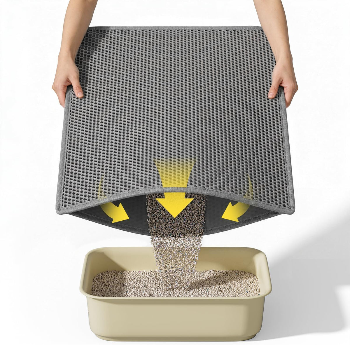Cat Litter Mat, 30"x24", Waterproof, Easy to Clean (Grey-1Pack) | Double-Layer Honeycomb for Effective Litter Trapping, Premium Durable EVA, Non-Slip, Paw-Friendly Soft Surface