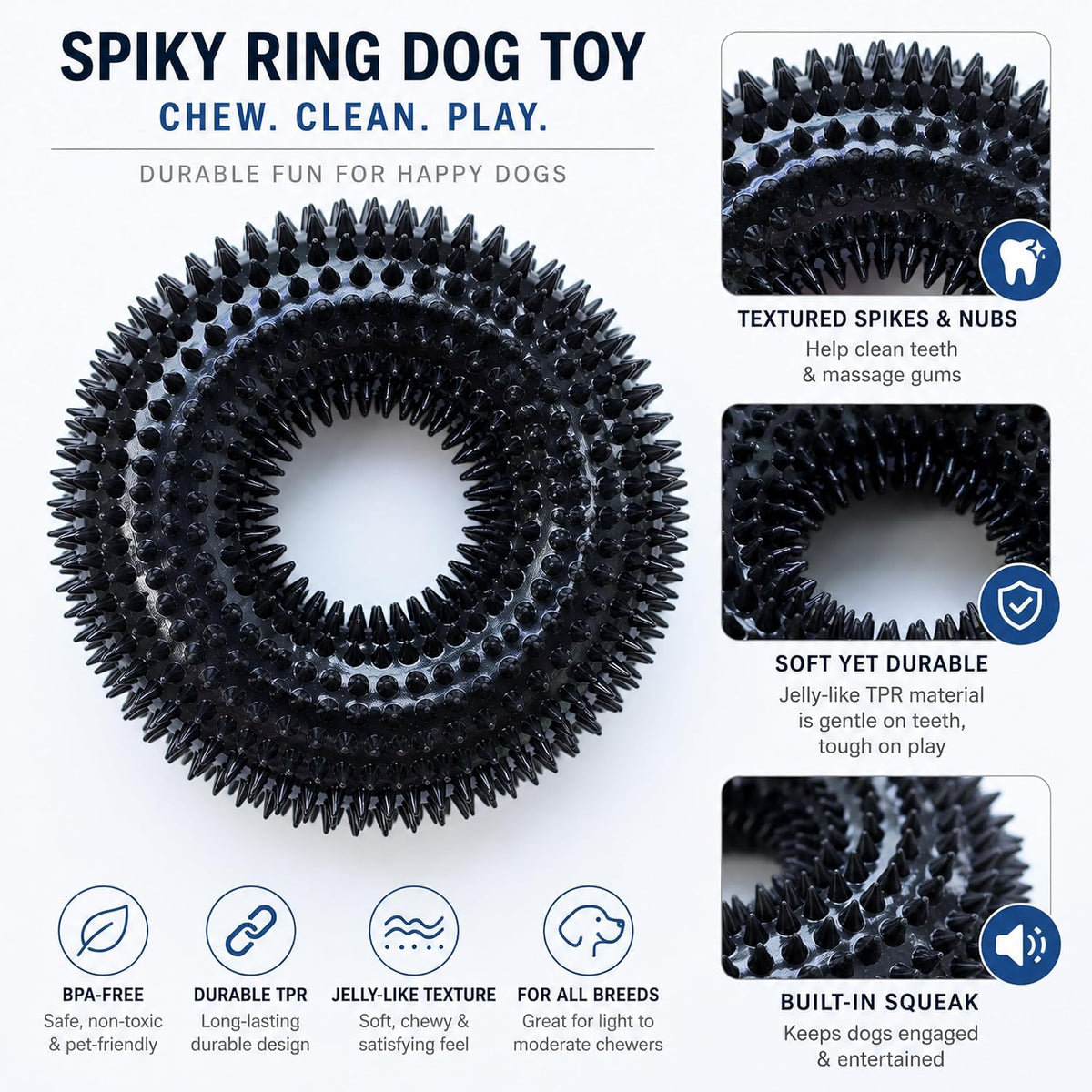 Squeaky Dog Toys for Aggressive Chewers, Floating Donut Ring for Large Dogs