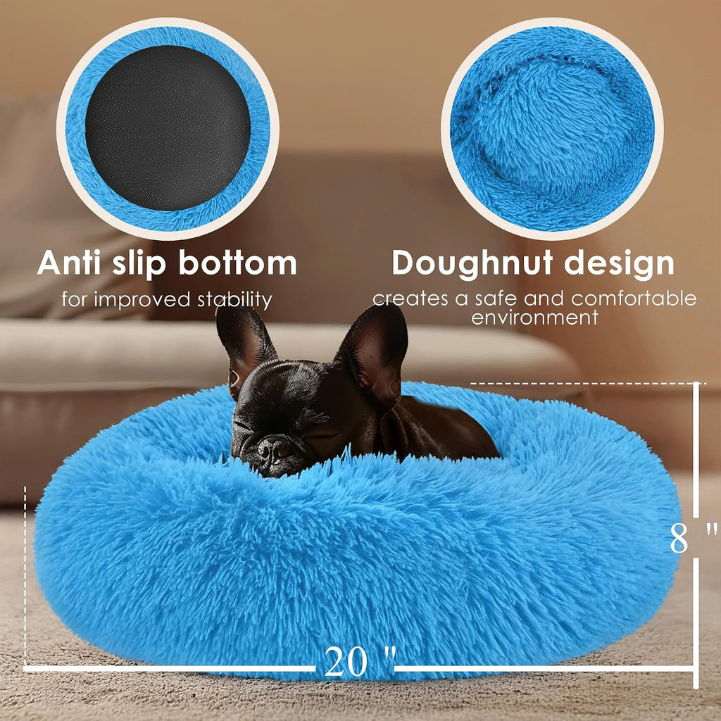 Hoewina Dog & Cat Bed, 20in Cat Beds for Indoor Cats (Light Blue)