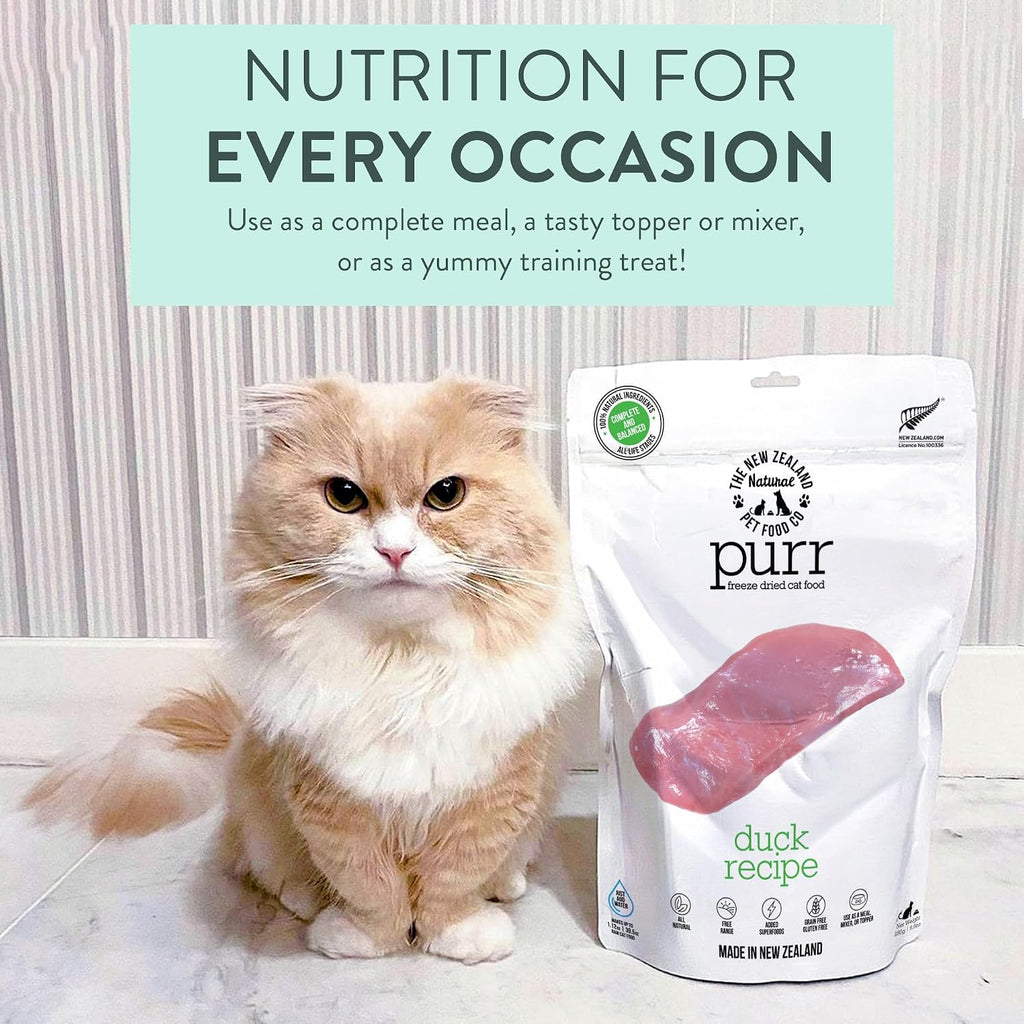 Purr Duck Freeze Dried Cat Food, Meal, Topper & Treat, 9.9oz