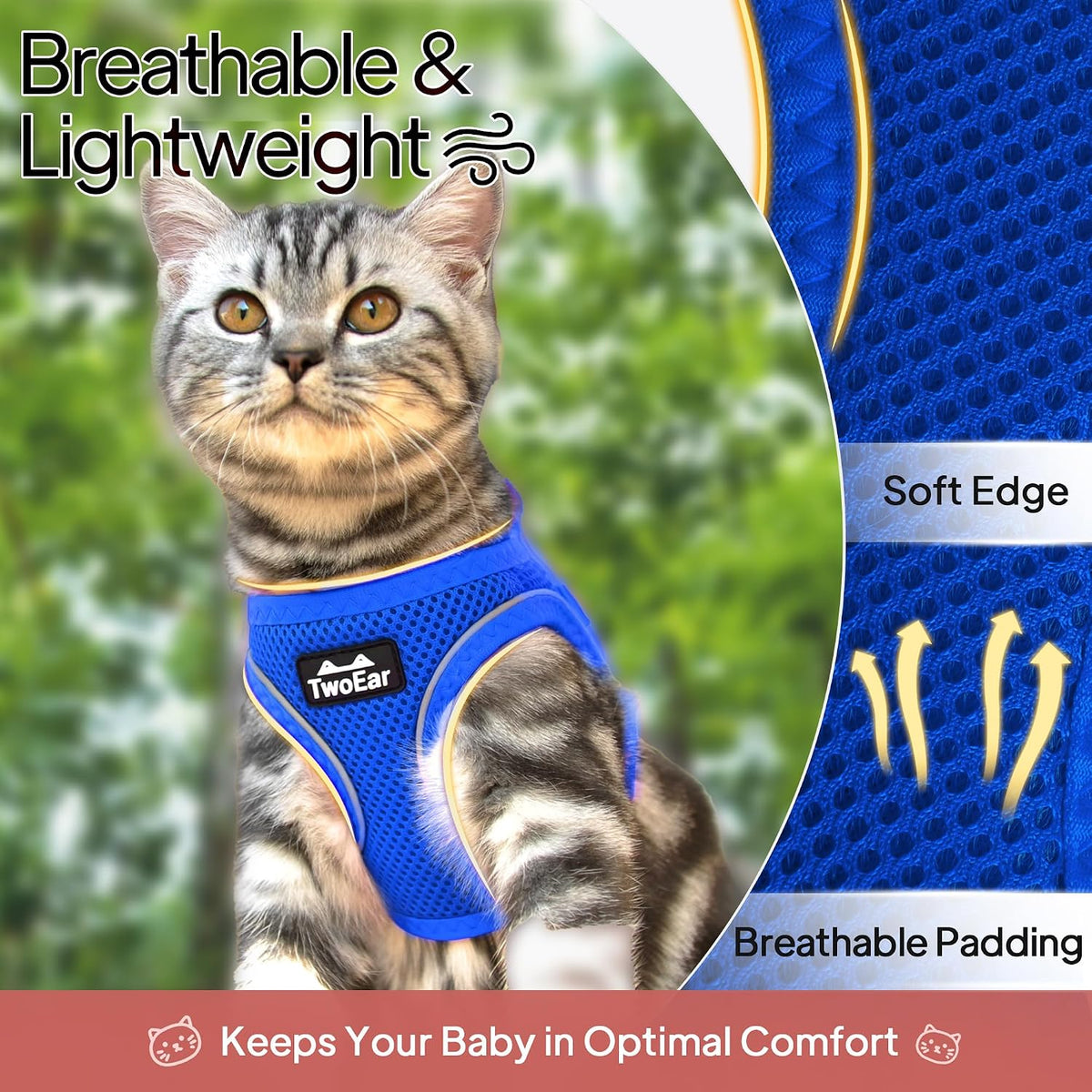 Twoear Cat Harness and Leash Set, Extra Small Kitten Harness Escape Proof