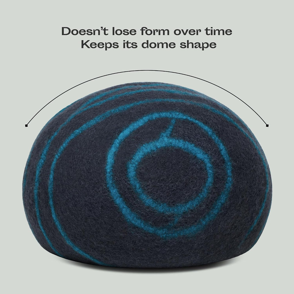 MEOWFIA Cat Cave - New Zealand Wool Bed for Indoor Cats (Black Aqua)