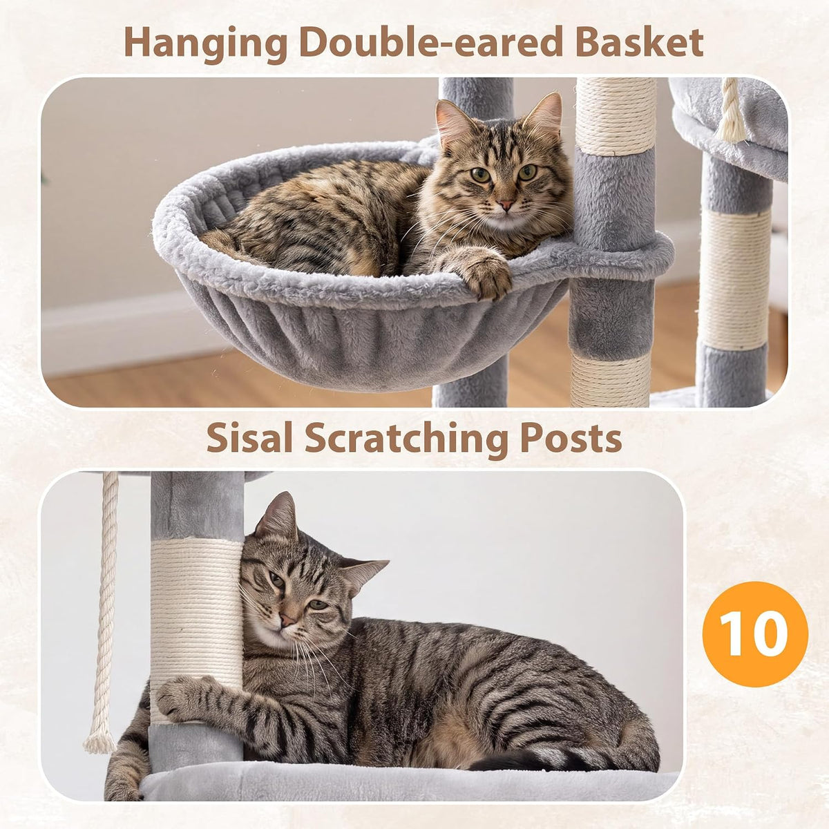 Gitelsnour Sturdy Cat Tree Tower, 3 XXL Condos for Large Adult Cats GCT036W