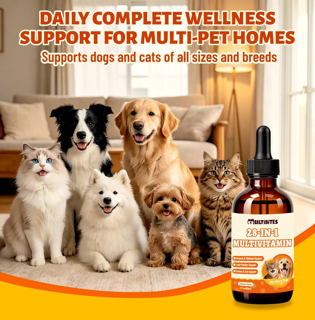 Liquid Cat & Dog Multivitamin, with Probiotics,Taurine,Cranberry
