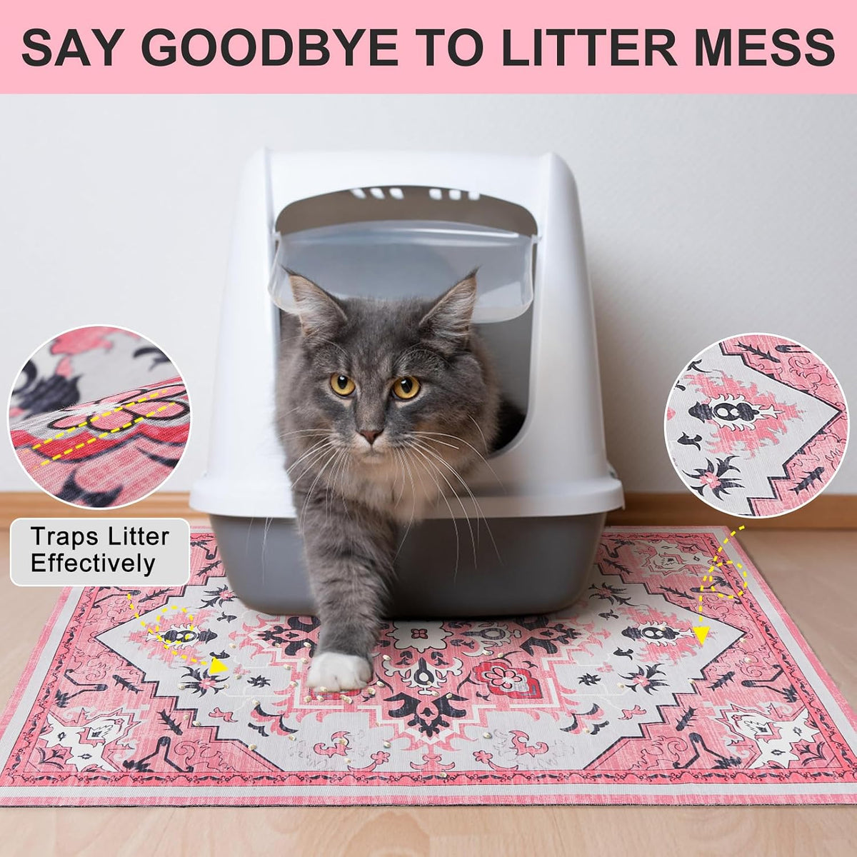 BEAUTYZOO Cat Litter Mat, 20" x 28" Litter Trapping Mat, Waterproof