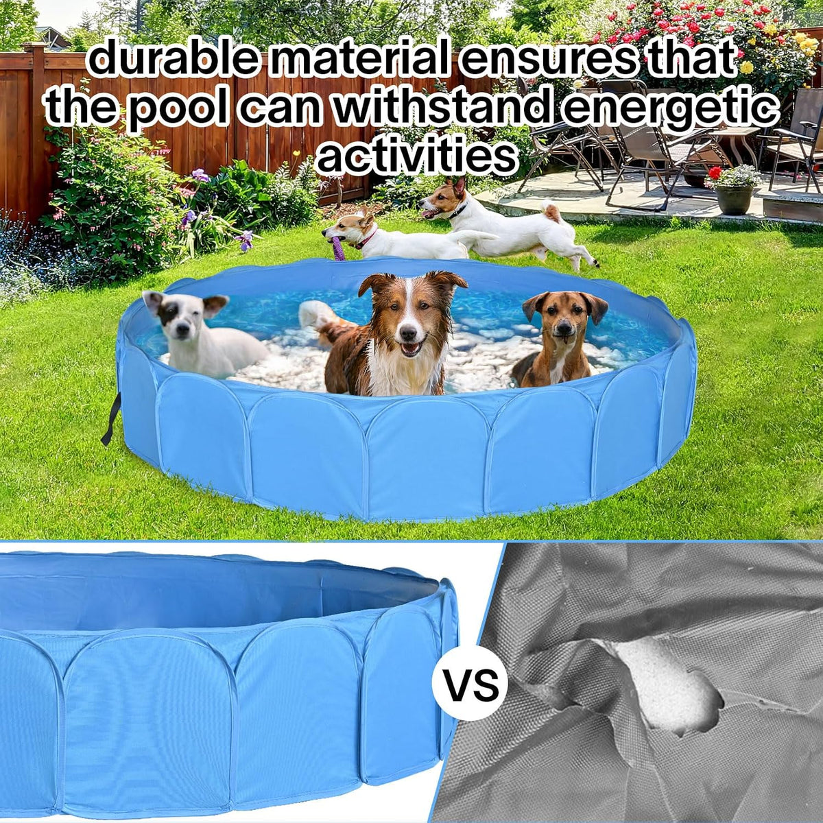 Collapsible Sprinklers Pool for Pet - Foldable Dog Pool for Backyard - Portable Heavy Duty Splash Pad for Puppy Pet Dog (63" x 12")