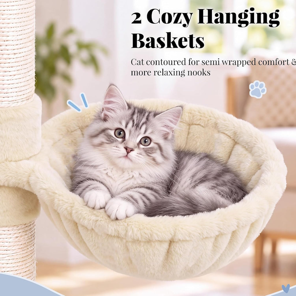 Hey-brother Cat Tree Tower with Stable Extended Base, 3 Platforms, MPJ038M