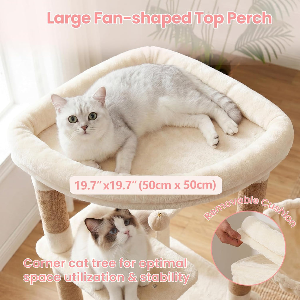 Cat Tree, 61 Inch Tall Cat Tower, Diamond-Shaped Cat Cave VCT001MJ