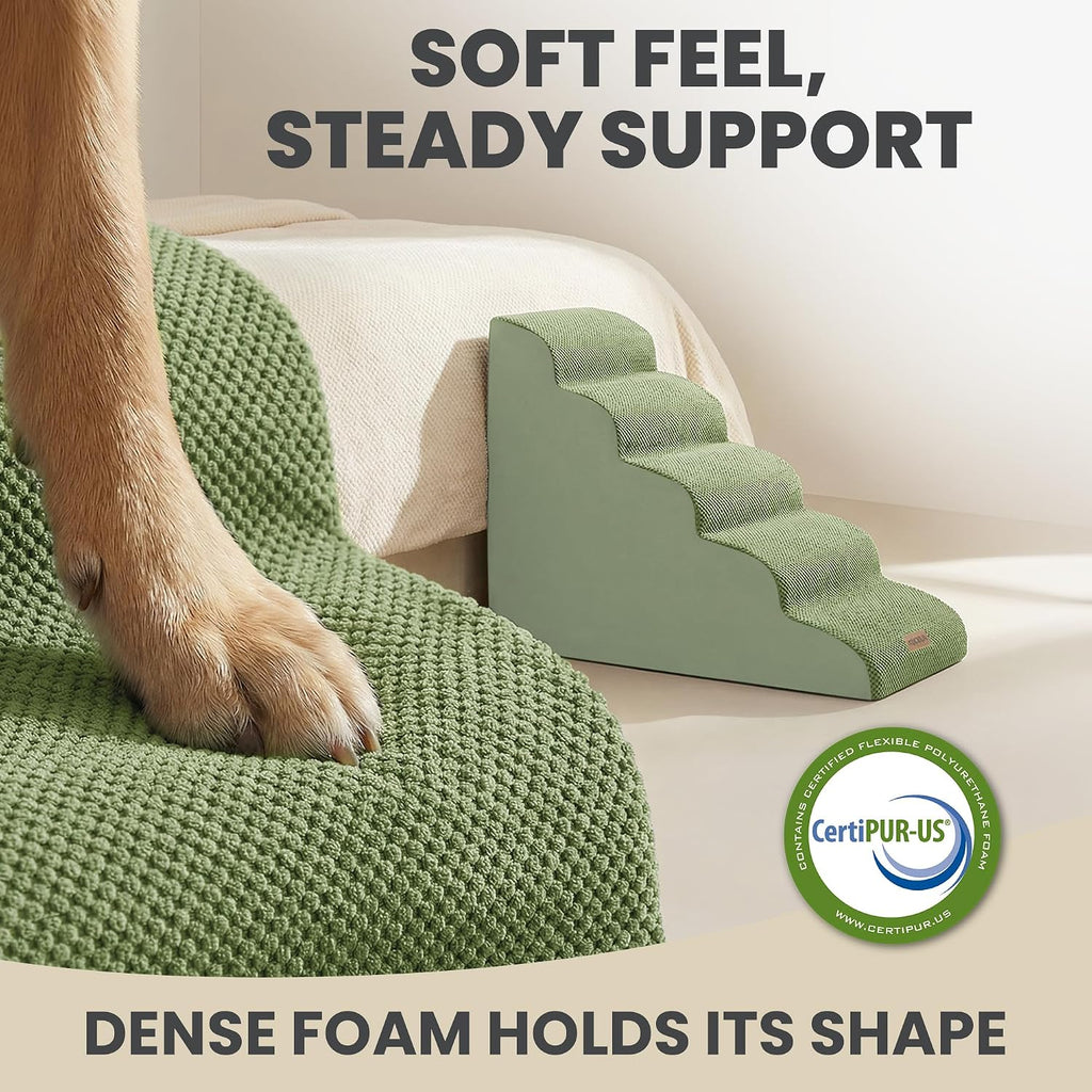 Miorun Dog Stairs for High Beds, 24.5" Foam Pet Ramp Step for Small Dogs