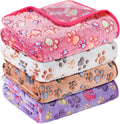 Tatuo 4 Pcs Fleece Dog Blankets for Puppy Cat, Mixed, 41 x 30 in, Paw
