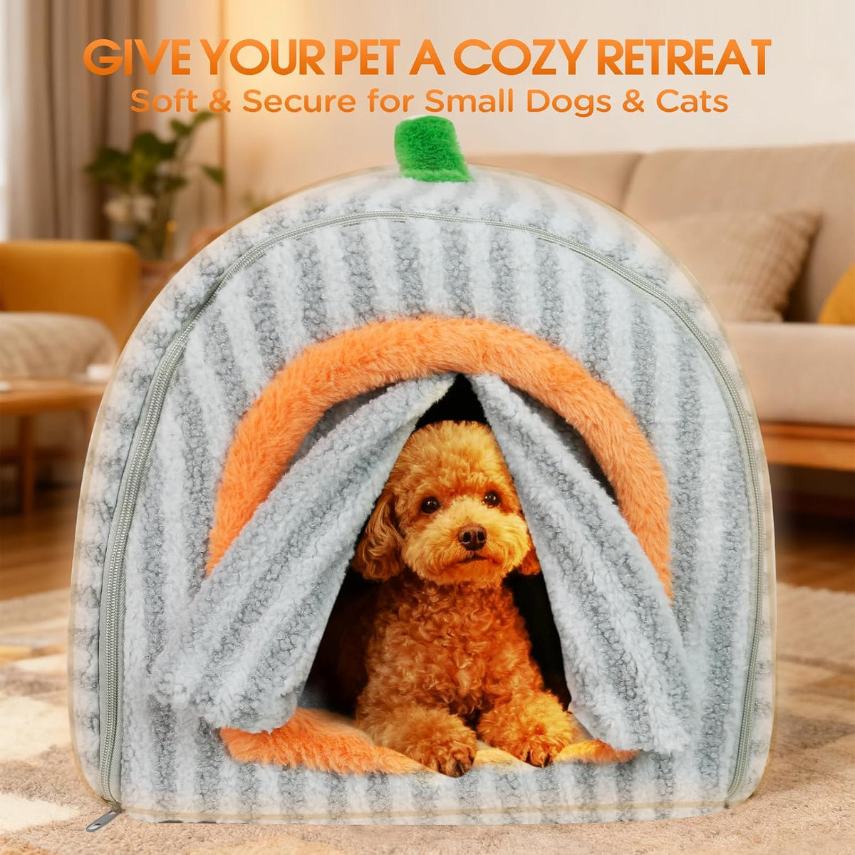 Dog House Indoor for Small Dogs & Cats, 2-in-1 Enclosed Dog Bed, Grey M