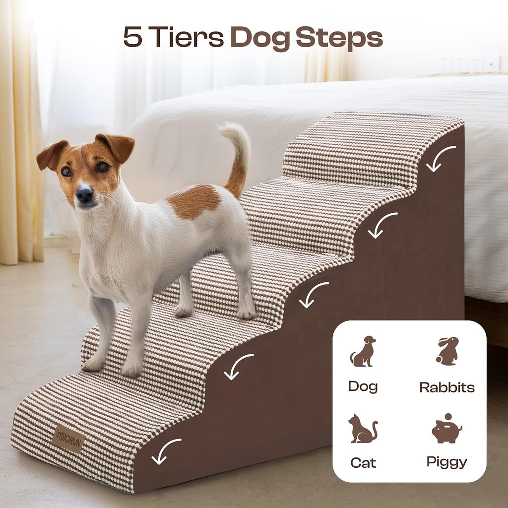 Miorun Dog Stairs for High Beds, 24.5" Foam Pet Ramp Step for Small Dogs