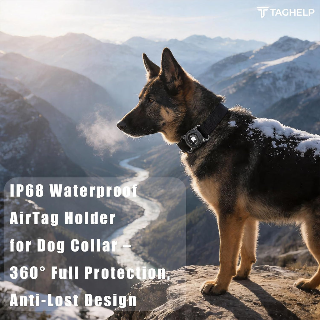 2-Pack Waterproof AirTag Dog Collar Holder – Removable Metal Loop, Sturdy TPU, Lightweight & Compact, Fits 1" Width Collar，Dog Tracker, AirTag Collar Holder Metal Loop (2 Black)