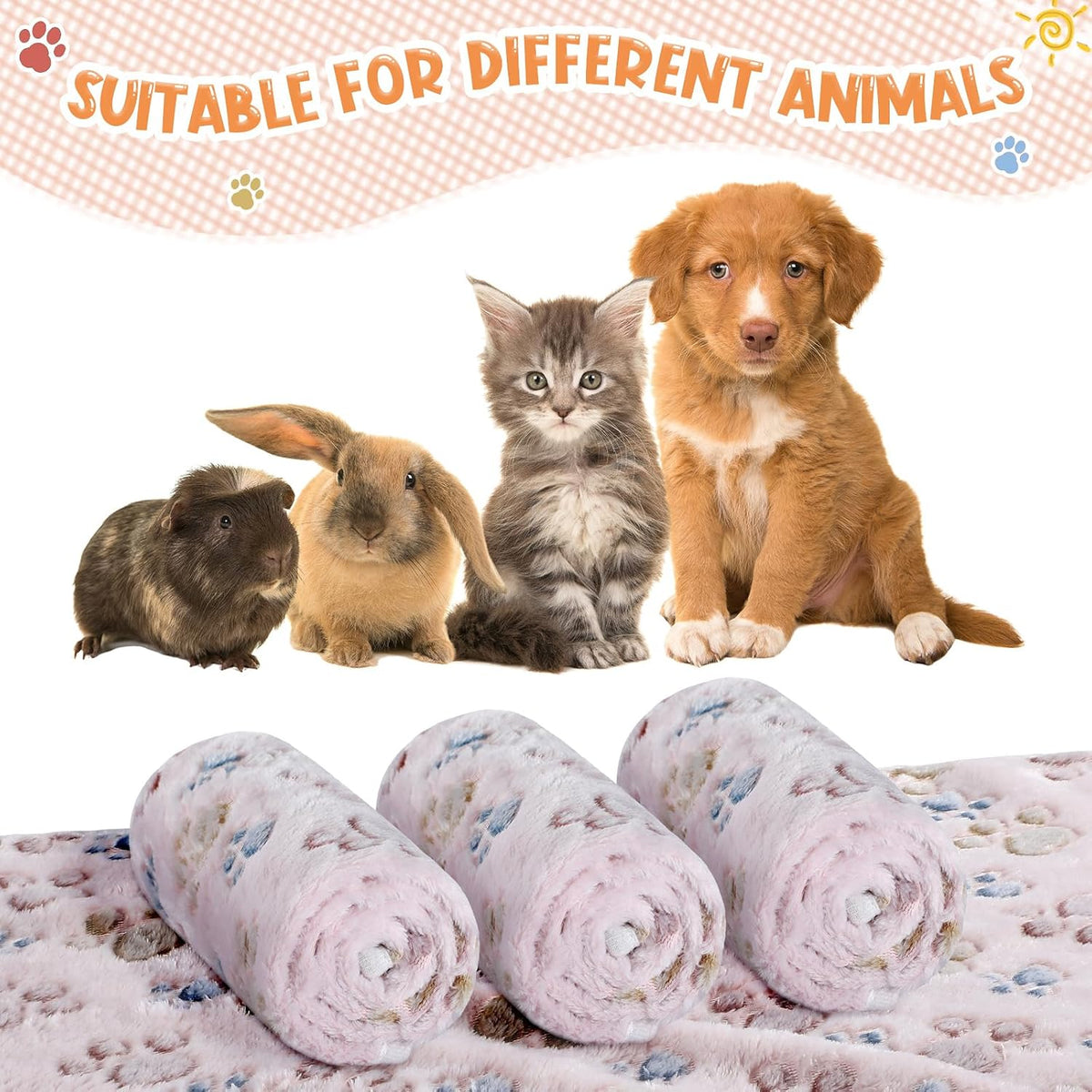 Tatuo 4 Pcs Fleece Dog Blankets for Puppy Cat, Beige, 24 x 16 in, Paw