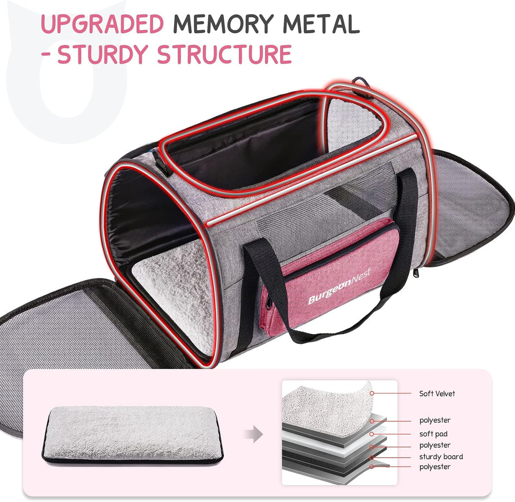 BurgeonNest Soft Cat Carrier for Cats up to 20 Lbs, Top Load Pet Carry Bag