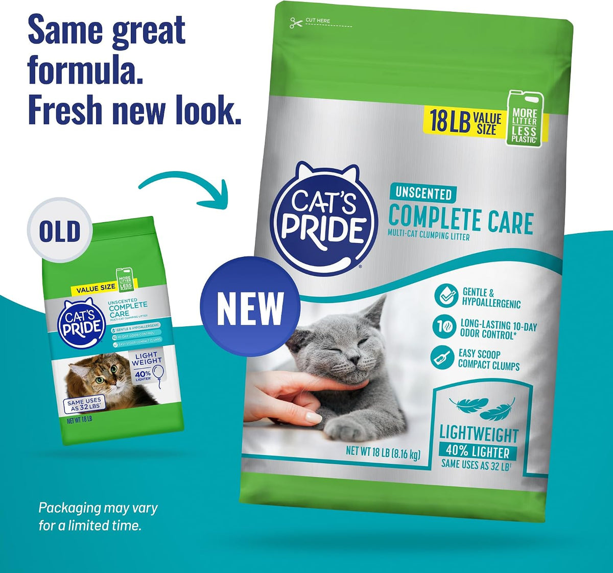 Cat's Pride Complete Care Hypoallergenic Unscented Litter 18lb