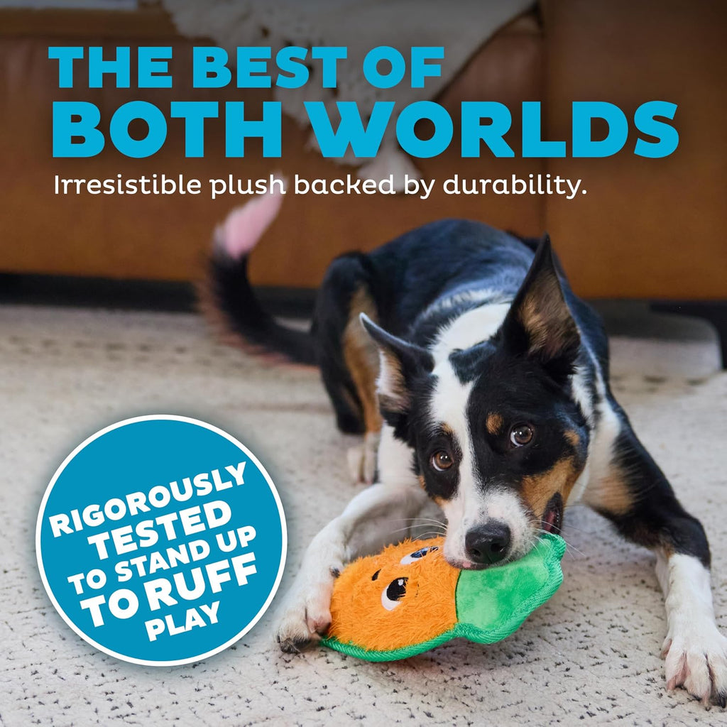 Outward Hound Tough Skinz Durable Chew Plush Squeaky Dog Toy, Carrot, 9.8" | 4 Tough Layers, Triple Stitched Seams, No Stuffing, Less Mess, Jumbo Squeaker, Fetch & Toss, Tough Chewers, Dogs & Puppies