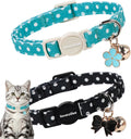 lionet paws 2 Pack Cat Collar Breakaway with Bells-Black & Teal