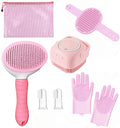 7Pcs Dog & Cat Grooming Kit, Deshedding Brush, Bath Scrubber, Toothbrushes