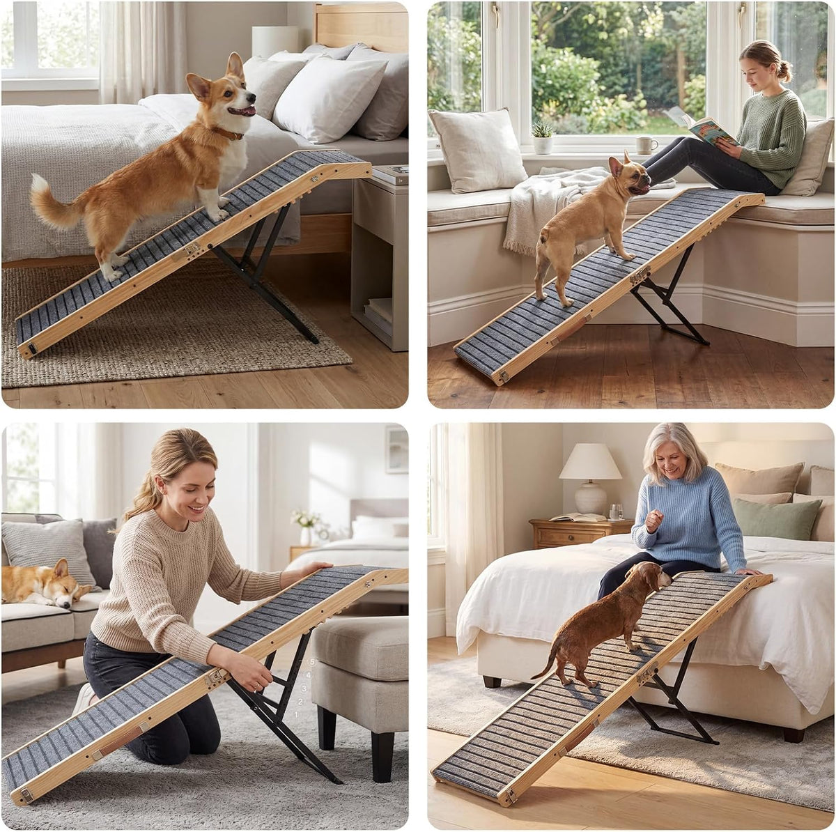 Veehoo Dog Ramp for Couch High Bed, 65" L Folding Dog Stairs for Small Dogs