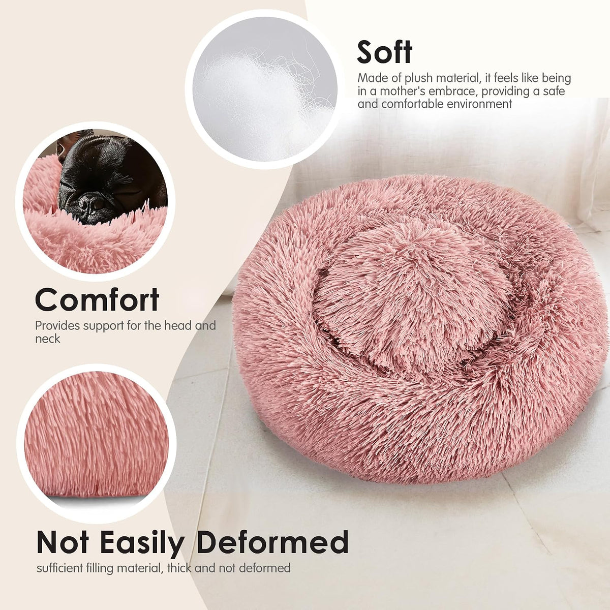 Extra Large Dog Beds, 36in Human Dog Anxiety Relief Comfort Bed (Pink)